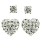 Target Round Post And Crystal Heart Fireball Earrings Set Of