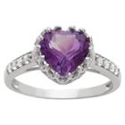 1 3/4 Tcw Tiara Heart-cut Amethyst Crown Ring In Sterling Silver -
