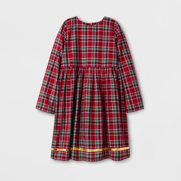 Happy By Pink Chicken Girls' Tartan A Line Dress - Red