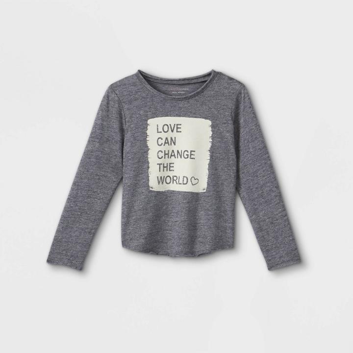 Grayson Mini Toddler Girls' 'love Can Change The World' Long Sleeve T-shirt - Gray