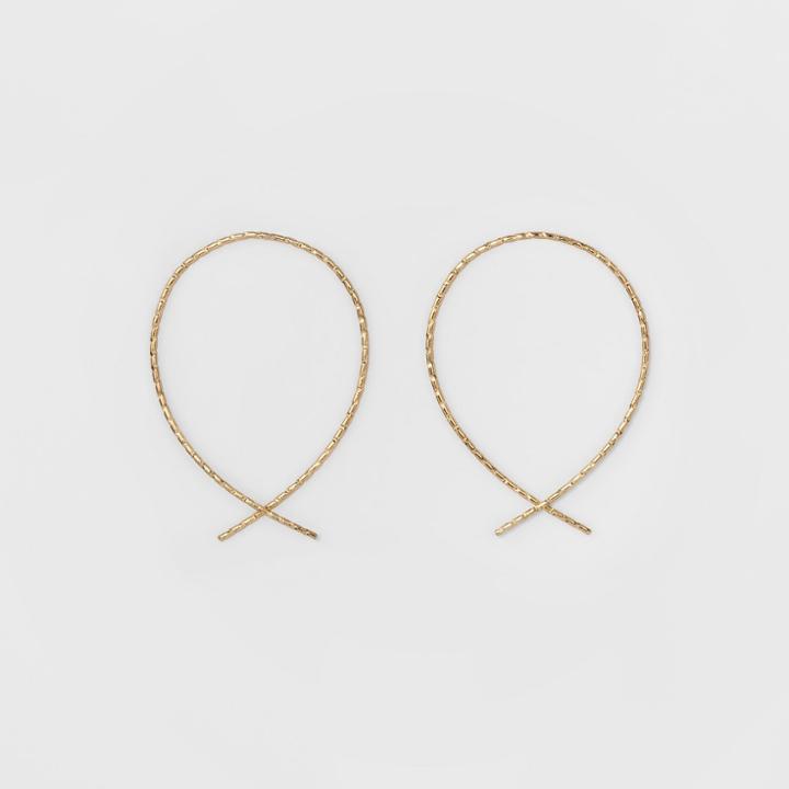 Women's Textured Slip Through Hoop Earring - A New Day Gold