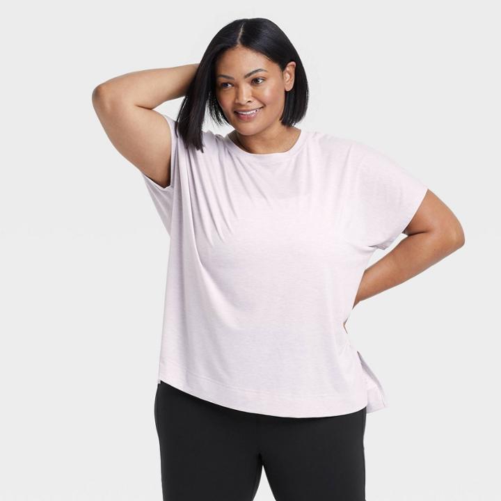Women's Plus Size Active Short Sleeve Top - All In Motion Light Lilac 2x,