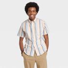 Men's Striped Slim Fit Short Sleeve Button-down Shirt - Goodfellow & Co White/multi