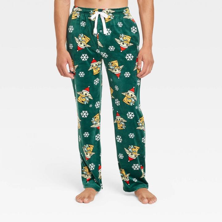 Men's Star Wars: The Mandalorian Grogu Santa Pajama Pants - Green