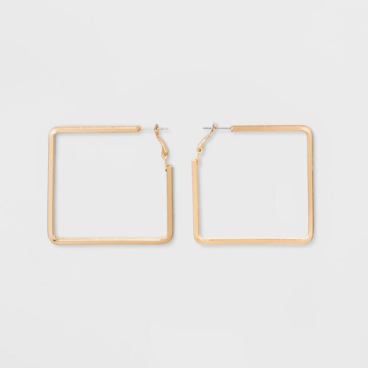 Open Square Metal Hoop Earrings - A New Day Gold