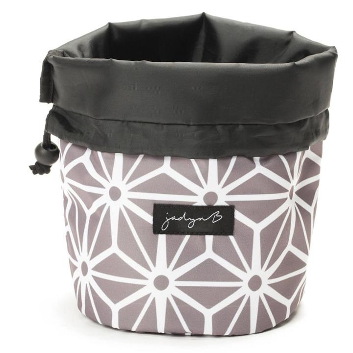 Jadyn Cinch Top Compact Travel Makeup Bag And Cosmetic Organizer - Geometric Gray