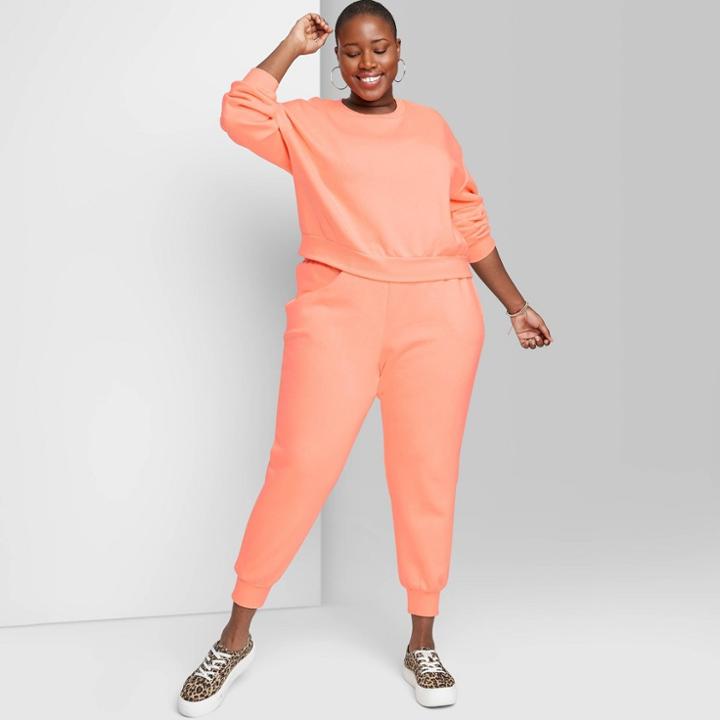 Women's Plus Size High-rise Sweatpants - Wild Fable Coral