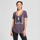 Women's Stand Together Drapey Short Sleeve Clavicle T-shirt - Zoe+liv (juniors') - Charcoal