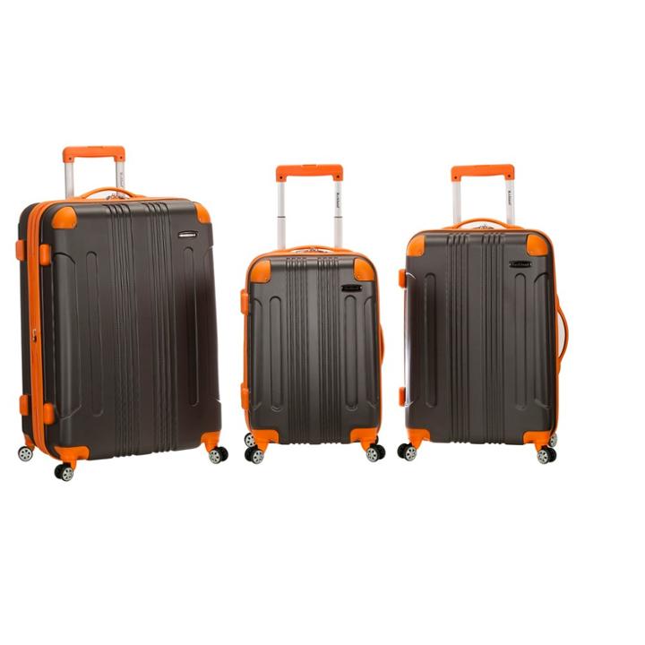 Rockland Sonic 3pc Abs Upright Hardside Carry On Luggage Set - Charcoal, Grey
