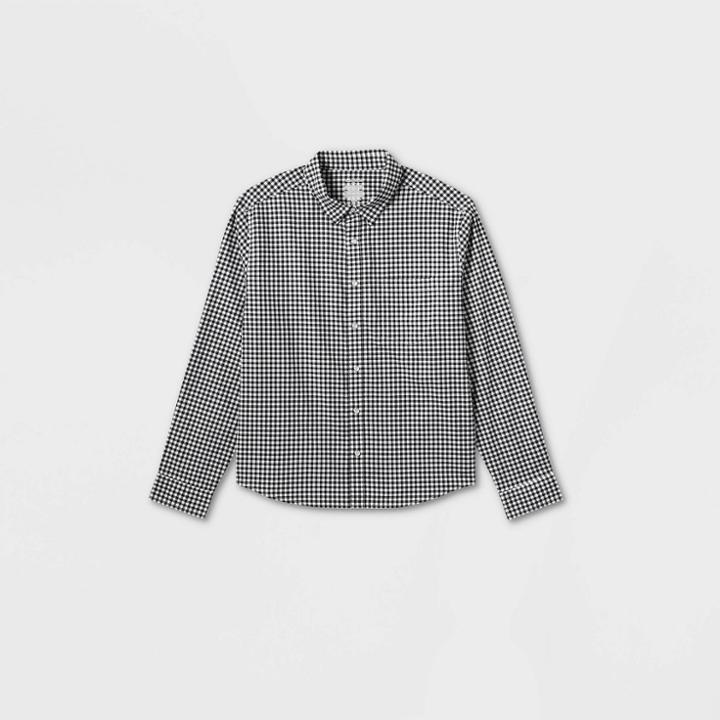Men's Long Sleeve Adaptive Button-down Shirt - Goodfellow & Co Navy Blue/checked