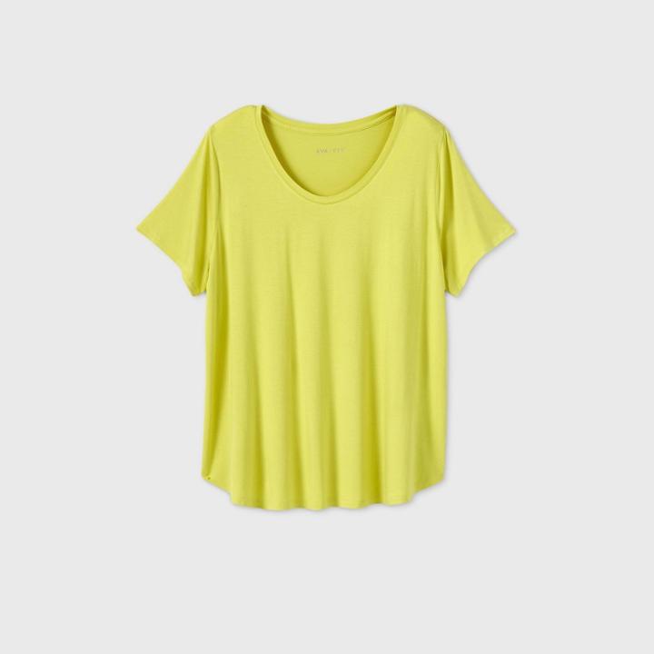 Women's Plus Size Short Sleeve Scoop Neck Relaxed T-shirt - Ava & Viv Light Yellow