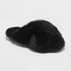 Girls' Brooklyn Crossband Fur Slippers - Cat & Jack Black