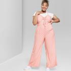 Women's Polka Dot Plus Size Strappy Ruched Front Cutout Jumpsuit - Wild Fable
