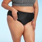 Kona Sol Women's Plus Size High Waist Modern Bikini Bottom With Pocket - Kona