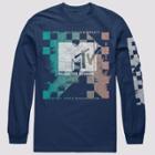Men's Mtv Grid Long Sleeve Graphic T-shirt - Navy