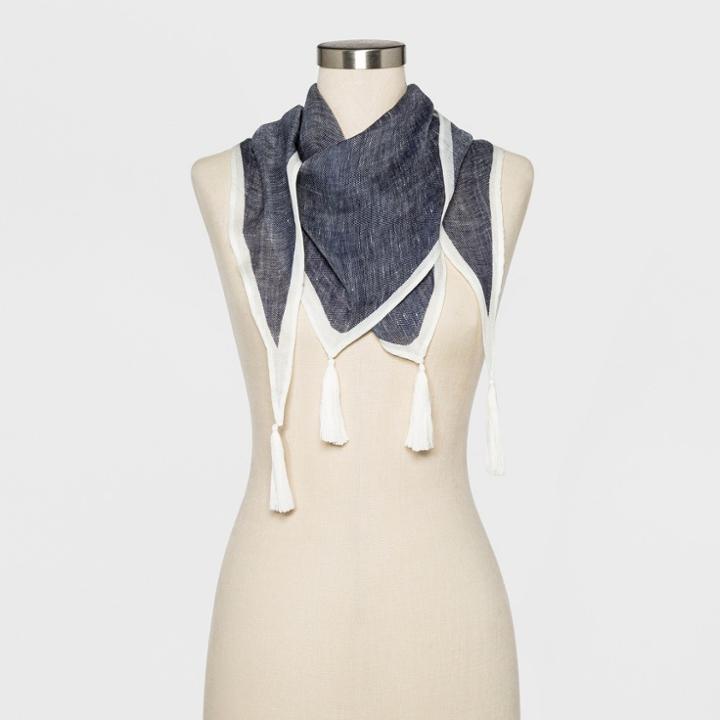 Women's Kite Scarf With Tassels - A New Day Blue