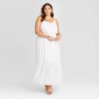 Women's Plus Size Striped Sleeveless Lurex Maxi Dress - Ava & Viv White X, Women's