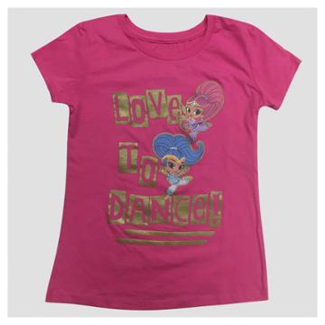 Nickelodeon Girls' Shimmer And Shine Short Sleeve T-shirt - Pink - M (7-8),