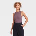 Women's Ribbed Crewneck Tank Bodysuit - A New Day Purple