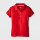 Eddie Bauer Girls' Stretch Knit Uniform Polo Shirt - Red 10,