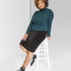 Women's Plus Size Long Sleeve Turtleneck T-shirt - Wild Fable Green
