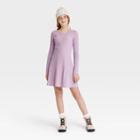 Girls' Skater Long Sleeve Dress - Art Class Light Purple