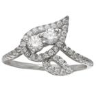 Target Women's Clear Swarovski Zirconia Pave Leaf Ring - Clear/gray (size 8), Clear