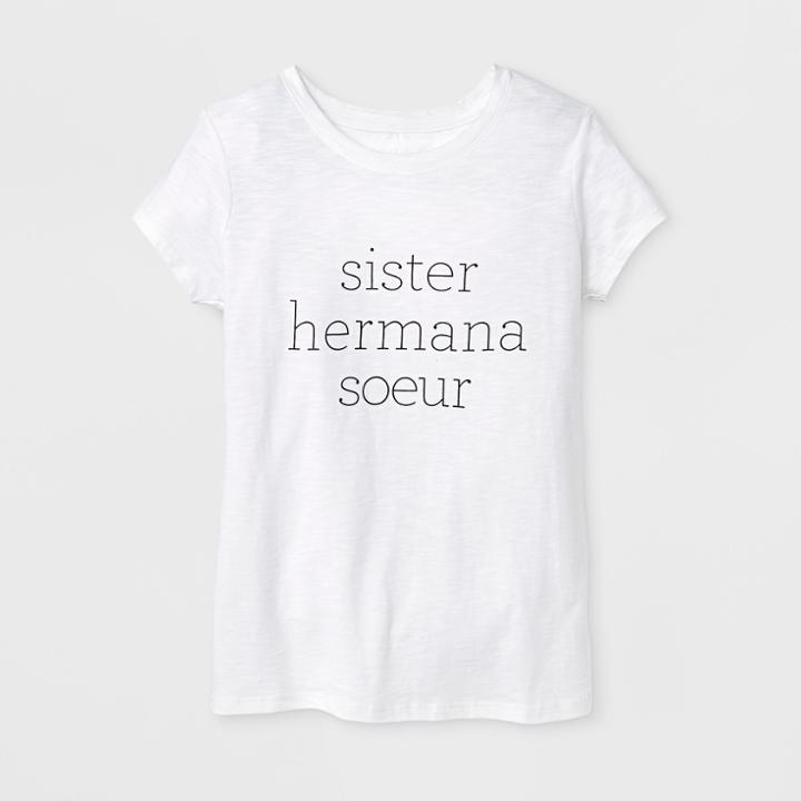 Kids' Short Sleeve Sister Graphic T-shirt - Cat & Jack White