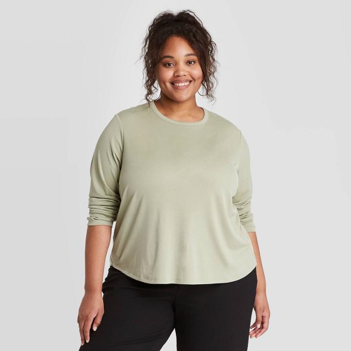 Women's Plus Size Long Sleeve Rib T-shirt - A New Day