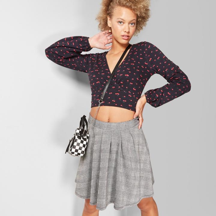 Women's Plaid Mini Skirt - Wild Fable Gray