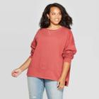 Women's Plus Size Long Sleeve Crewneck Fleece Tunic Pullover Sweatshirt - Universal Thread Rose X, Pink