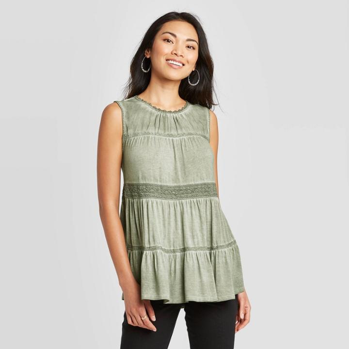 Women's Oilwash Tiered Tank Top - Knox Rose Green