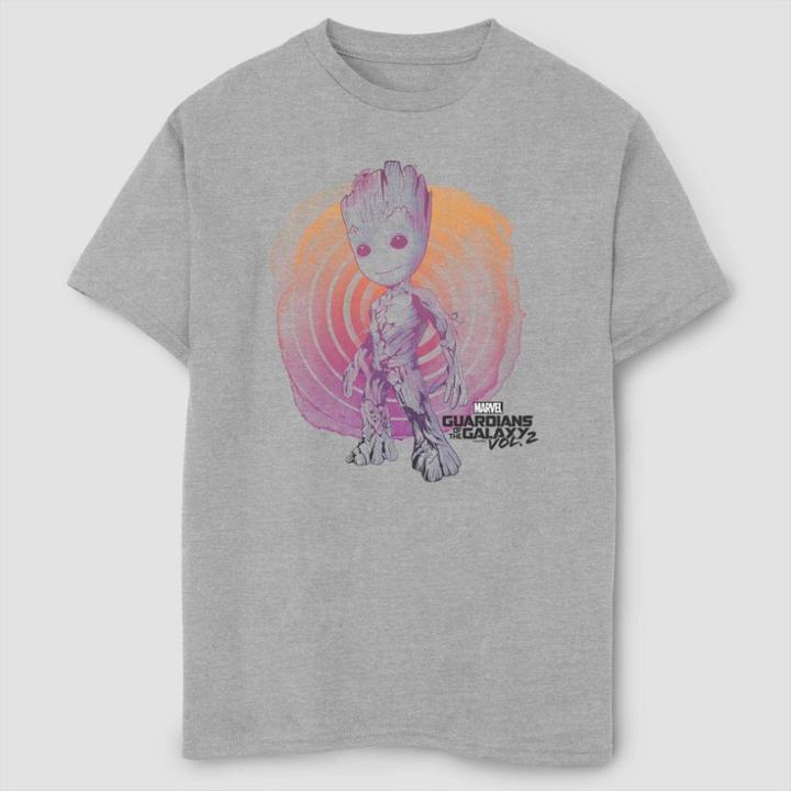Boys' Marvel Groot Watercolor Short Sleeve T-shirt - Athletic Heather