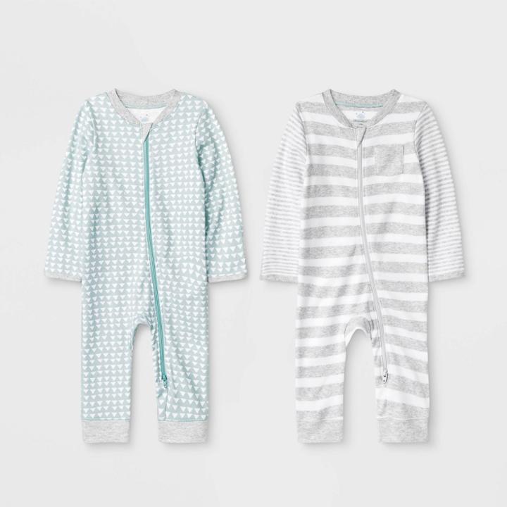 Baby 2pk Llama Love Rompers - Cloud Island 0-3m, Kids Unisex, Green