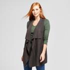 Women's Sleeveless Collared Front Pocket Cardigan - Nitrogen Gray