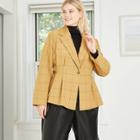 Women's Plus Size Plaid Cinched And Pleated Blazer - Who What Wear Brown
