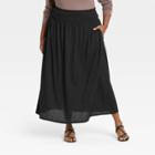 Women's Plus Size Crinkle Maxi Skirt - Ava & Viv Black X