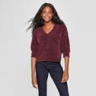 Women's Long Sleeve Chenille Twist Back Pullover Sweater - Xhilaration Fig