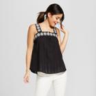 Women's Embroidered Strap Tank - Universal Thread Black