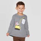 Toddler Boys' Long Sleeve Yeti Construction Pocket Play Graphic T- Shirt - Cat & Jack Charcoal 12m, Boy's, Gray