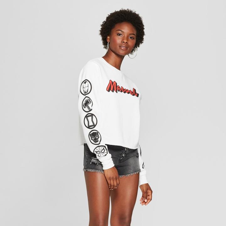 Women's Marvel Avengers Cropped Graphic Sweatshirt (juniors') White