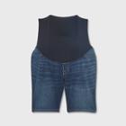 Maternity Crossover Panel Bermuda Jean Shorts - Isabel Maternity By Ingrid & Isabel Dark Denim Wash