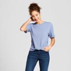 Women's Short Sleeve Twist Front T-shirt - 3hearts (juniors') Blue