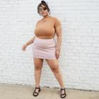 Women's Plus Size Short Sleeve Cropped T-shirt - Wild Fable Brown