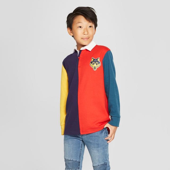 Boys' Colorblock Long Sleeve Henley Shirt - Art Class L,