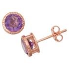 1 2/3 Tcw Tiara Rose Gold Over Silver 6mm Bezel-set Amethyst Stud Earrings, Women's, Purple