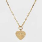 14k Gold Dipped 'e' Initial Diamond Cut Heart Pendant Necklace - A New Day Gold