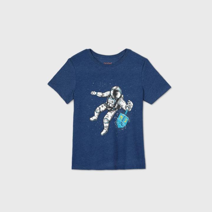 Boys' Short Sleeve Hanukkah Dreidel Graphic T-shirt - Cat & Jack Blue
