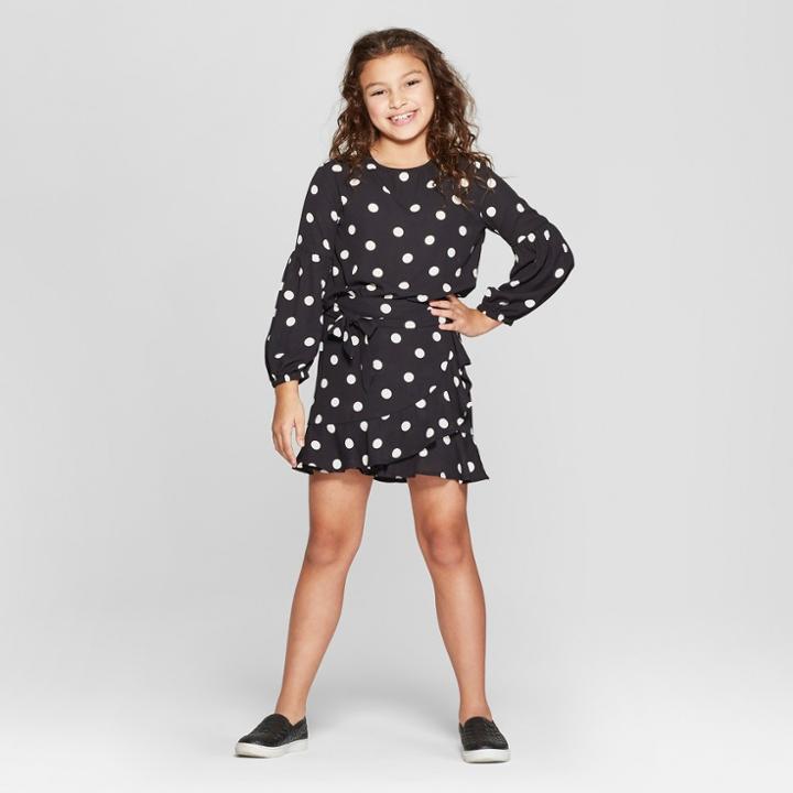 Girls' Woven Wide Long Sleeve Blouse - Art Class Black