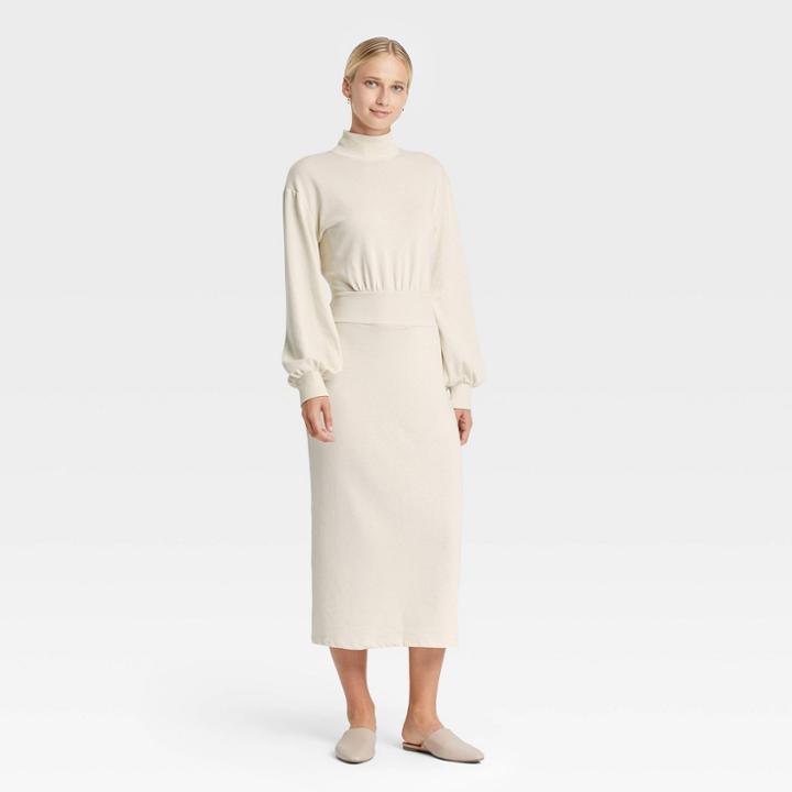 Women's Bishop Long Sleeve Dress - Who What Wear Cream